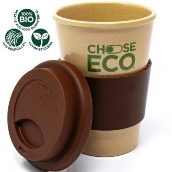 ChooseEco Kaffeebecher aus Reishülsen – Braun, 0 % Plastik, 0 % BPA