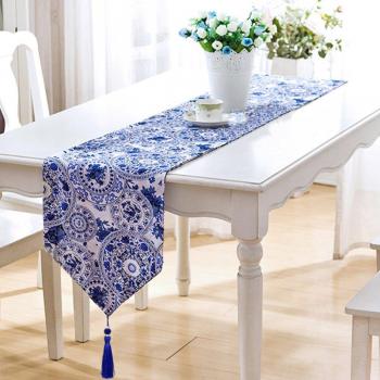 Tappeto da bagno fine blu con motivo cinese