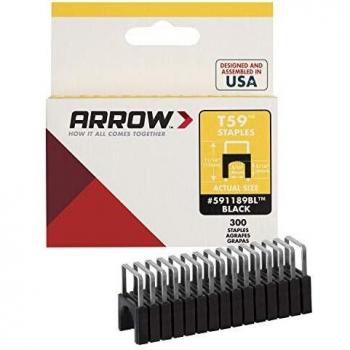 ARROW 591189BL Black T59 Insulated Staples for RG59 quad & RG6, 5/16 INCH x 5/16 INCH, 300 pk