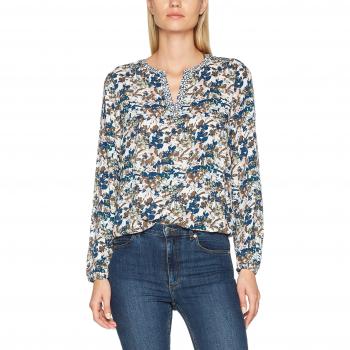 TOM TAILOR Damen Bluse Feminine Print Mix Blouse Beige (Tarmac Khaki 7579), 38