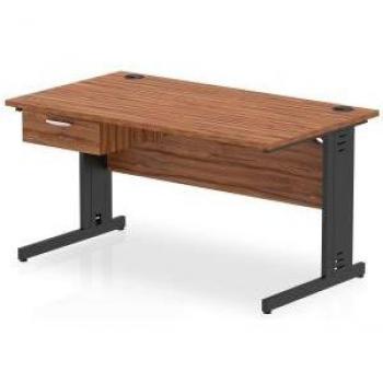 Impulse 1400 x 800mm Straight Office Desk in Modern Design with Walnut Surface