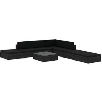 VidaXL Set di Divani da Giardino 8 pezzi con Cuscini in Polyrattan Nero