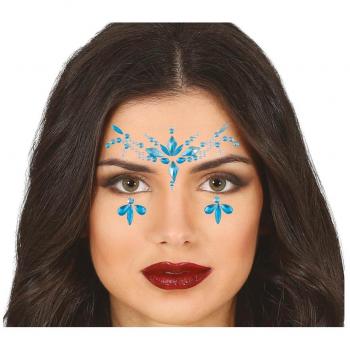 Decoración Facial y Uñas con Diamantes Azules