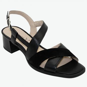 CAPRICE Sandale à Talon Noir, Cuir, Modèle Trapézoïde, P.39
