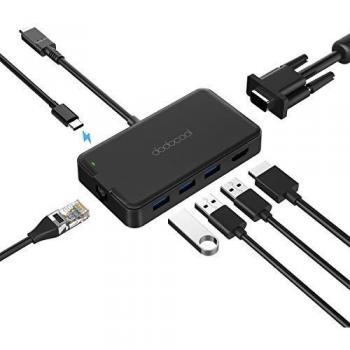 Hub 7‑in‑1 Dodocool USB‑C: USB 3.0, HDMI 4K, VGA, RJ45 Gigabit