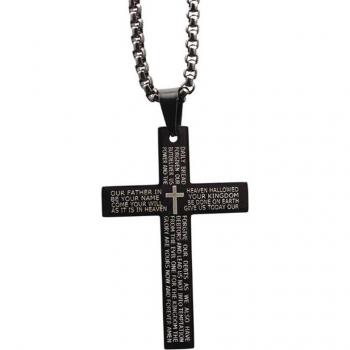 Cruz colgante de acero inoxidable con Biblia