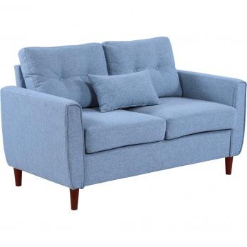 Homcom 2 Seat Fabric Loveseat for Living Room, Light Blue