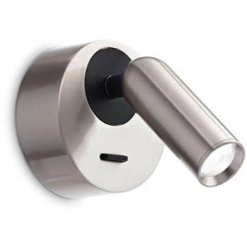 Lampe de lecture décorative Nickel 8,5 cm, 1 ampoule, 3,5 W