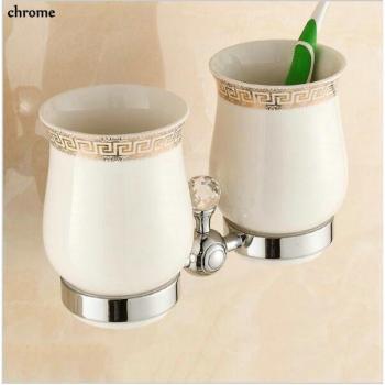 Gold Bathroom Accessories Double Tumbler Holder