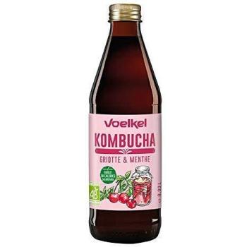 Kombucha de cereza ácida y menta bio Voelkel 330 ml