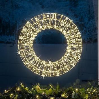 Illuminated 38cm Christmas Wreath with Timer