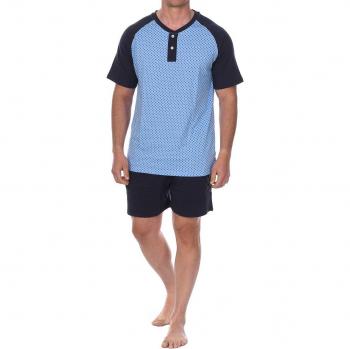 Pijama Azul Marino con Estampa y Cuello de Pico J&J