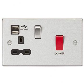 Knightsbridge 45A Dual Pole Switch & 13A USB Socket with 2.4A Charger