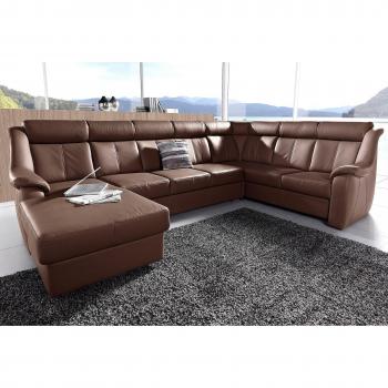 Basel U‑Form Wohnlandschaft aus Luxus‑Microfaser Altara Nubuck (100 % Polyester) – mit optionaler Relaxfunktion
