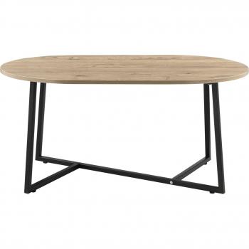 Table basse ovale chic noir effet chêne 100 x 60 x 47 cm