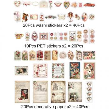 Vintage Scrapbook Adhesive Stickers Set