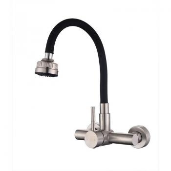Robinet de cuisine avec tuyau en silicone noir et douchette