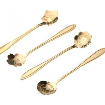 Cute Golden Flower Teaspoon Set