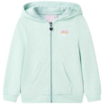 Sudadera de niño con capucha y cremallera en color verde menta claro talla 92