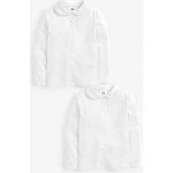 Next Baumwoll-Poloshirts mit langen Ärmeln, 2er-Pack