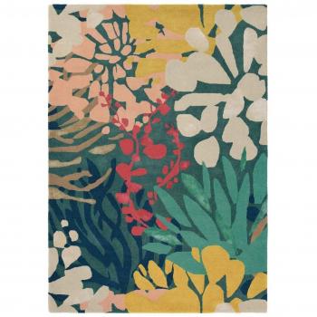 Tapis salon en laine motif floral SUBMARINE
