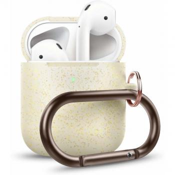 Front-LED Gold Pearl AirPods Keychain Case