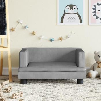 Divano per Bambini Grigio Chiaro 60x40x30 cm in Velluto cod mxl 93860