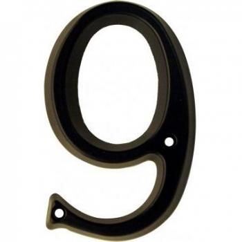 Numéro de maison 9, zamak noir 95mm, aspect rustique