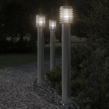 Lampadaire d'extérieur 110 cm en acier inoxydable argenté