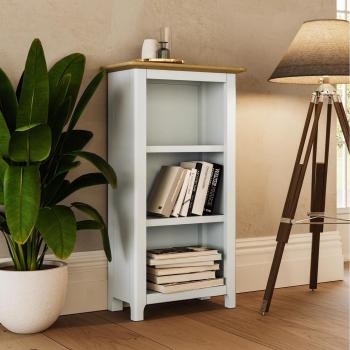 Linen-Finished 3-Tier Solid Oak Bookcase