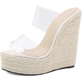 Aneikeh White PVC Summer Slippers