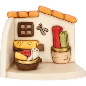 Presepe Artigianale con Cesti di Tessuto in Ceramica