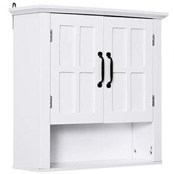 Armoire Murale WC 2 Portes 2 Étagères Niche 60L x 20l x 58H cm MDF Blanc