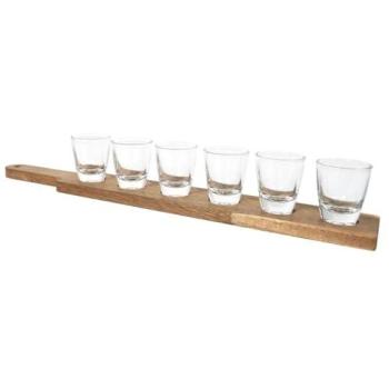 Collection de 6 shooters avec planche en acacia