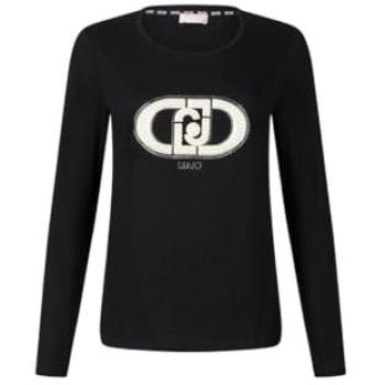 Liu Jo Camiseta Translucida Negra/Blanca con Diseño en Frontal