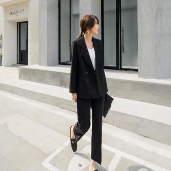Women’s Notched Jacket and High Waist Pants Set