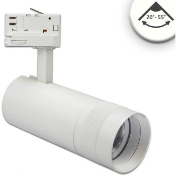 Faretto 3‑PH Isoled 24W Focalizzabile 20°‑55° Bianco Opaco 4000K