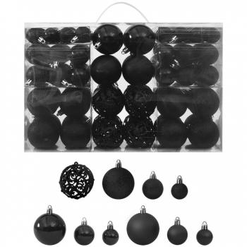 Boules de Noël en plastique 100 pcs Noir
