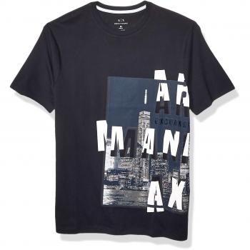 Armani Exchange A|X Herren Kurzärmel-Crewneck mit Grafiklogo – Großer Schnitt in Navy