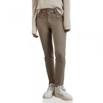 Stoffhose STREET ONE Style YORK Damen mit Zipper-Details, Gr. 34, Länge 28, braun (ashen maple beige)