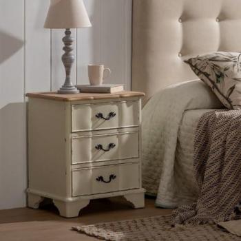 Table de chevet bois naturel crème