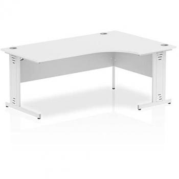 Impulse 1800mm Right Crescent Desk Oak Top Silver Cable Managed Leg