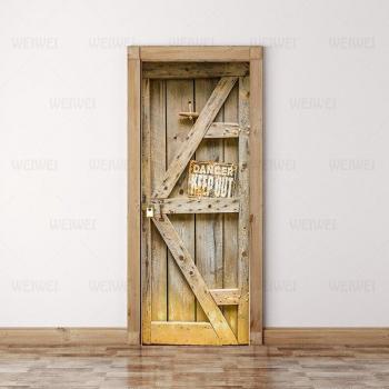 Living Room Wooden Door 3D Stickers