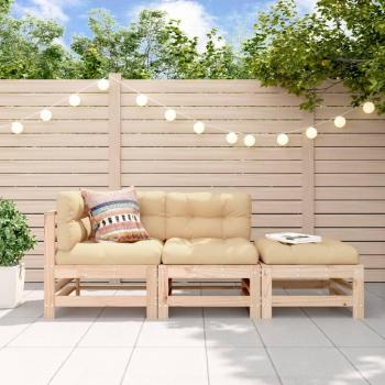 Solid Wood Pine 3 Piece Garden Lounge Set from vidaXL