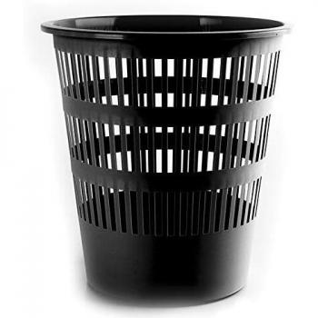 Papelera de rejilla plástico negra 12L