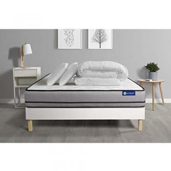 Matelas à Mémoire de Forme ACTIMEMO 160x200cm 3 zones + Sommier + 2 Oreillers + Couette