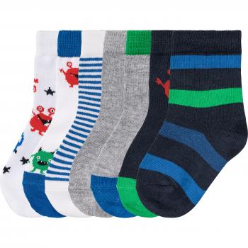 Lupilu® Junge‑Socken‑Kollektion OCS 7er – Grau/Blaue/Weiße/Mustern, 19/22