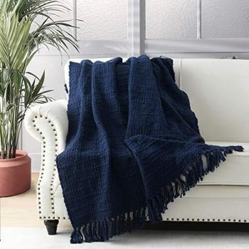 Chunky Knit Sofa or Bed Throw in Navy