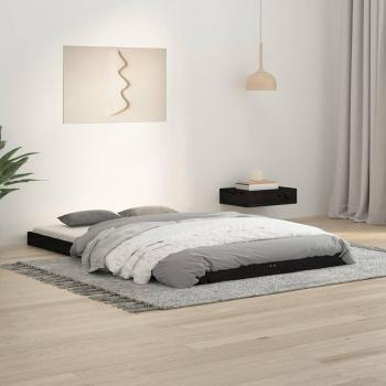Cadre de lit petit double noir 120x190 cm en bois de pin massif