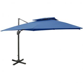 VidaXL Double Top Cantilever Garden Parasol 300x300 cm Azure Blue